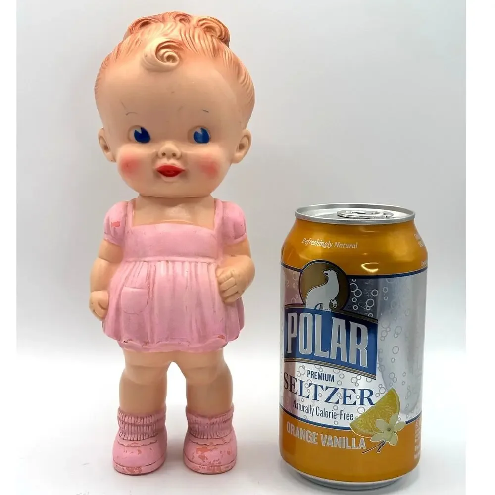 Vintage Ruth B. Newton Sun Rubber Co. Girl in Pink Dress, Squeaky Doll